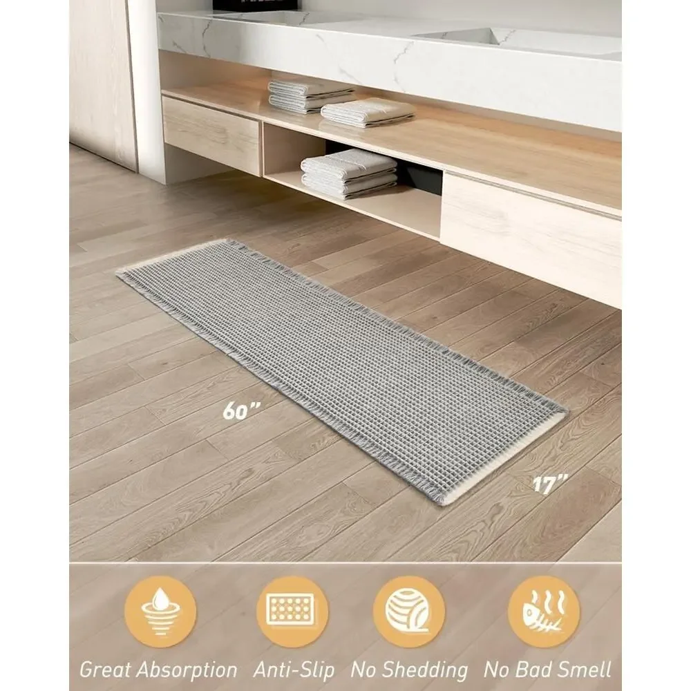 Amoami Waffle Runner Mat Navy Non Slip Super Absorbent 17